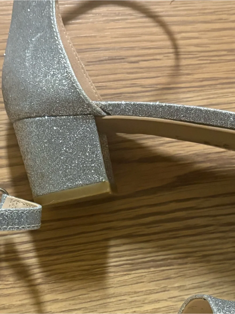 SODA Girls Silver Glitter Block Heel Sandals Youth Size 3